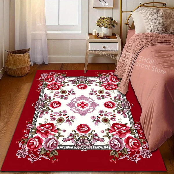 Royal Vintage Flower Carpet Modern Floor Mat for Living Room and Bedroom Decor